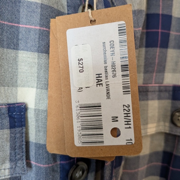 APC Mens Medium Surchemise Bastian Purple and Gray Plaid Button Up Shirt - Picture 3 of 4